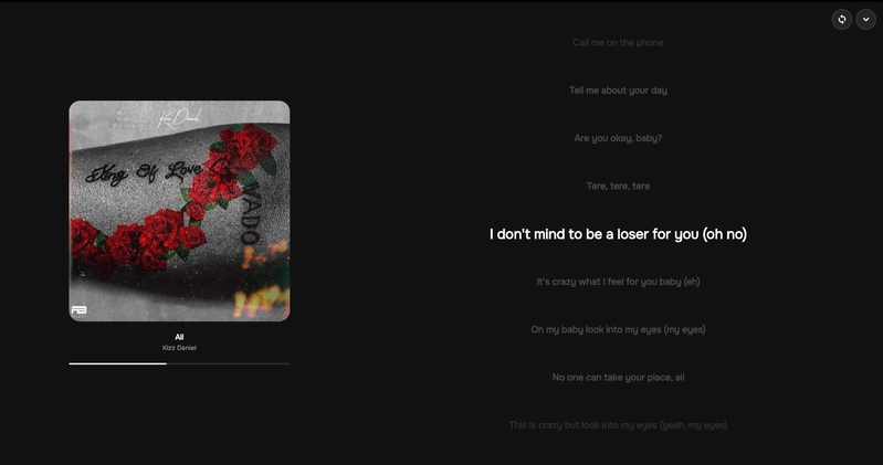 Now playing with synced lyrics