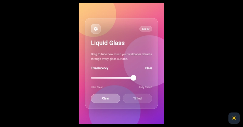 Liquid Glass translucency control card