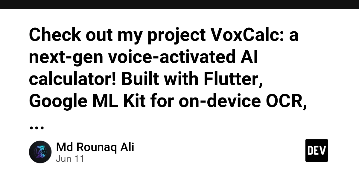 Check out my project VoxCalc: a next-gen voice-activated AI calculator! Built with Flutter, Google ML Kit for on-device OCR, math recognition, and speech-to-text NLP processing. Read the full engineering write-up here! 📱🎙️