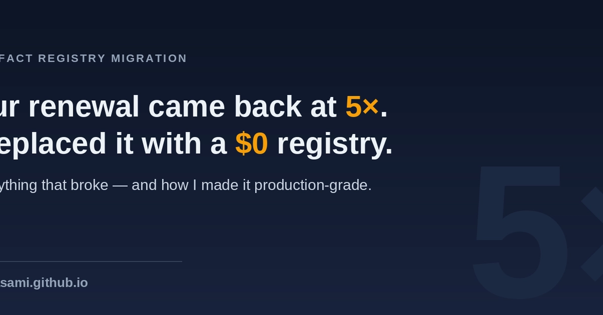 I Replaced Our Commercial Artifact Registry With a Free One After a 5x Renewal Price Hike. Here's Everything That Broke.