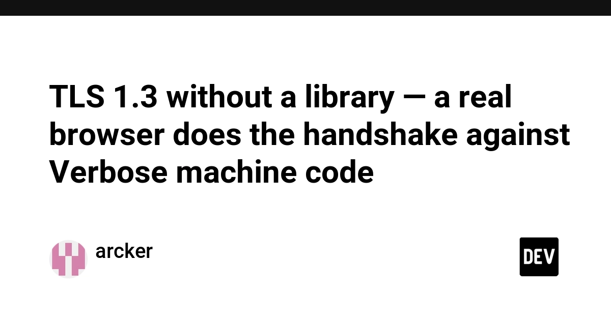TLS 1.3 without a library — a real browser does the handshake against Verbose machine code
